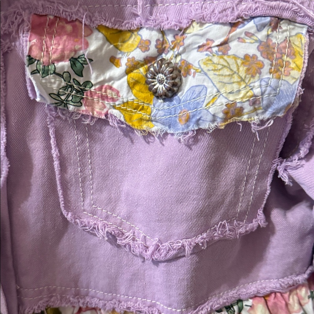 POL Lavender Patchwork Floral Button-Front Jacket… - image 6